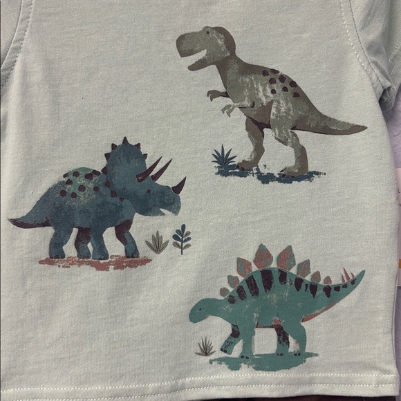 NWT Kid’s Headquarters Dino Tan Polo, Dino Green Tee & Brown Shorts 3-Piece Set - Picture 3 of 10